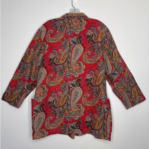 Vintage 80’s Baby O Paris Red Paisley Tapestry Blazer Coat Boho Chic medium - Picture 4 of 13